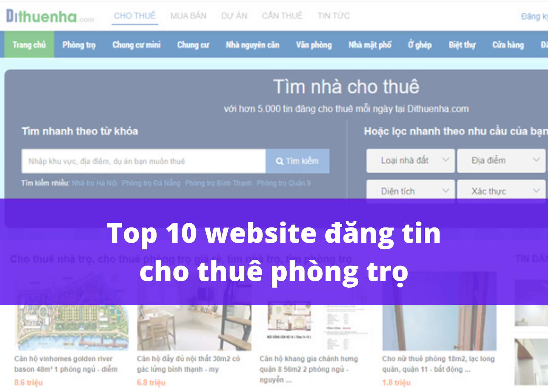 Top 10 website đăng tin nhà trọ